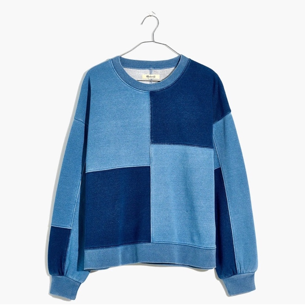 Madewell Indigo Dyed Patchwork Sweatshirt, Small